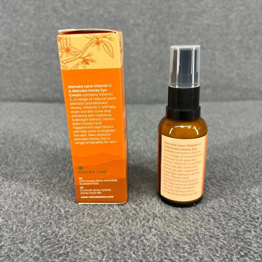 Manuka Lane Eye Cream Orange Vitamin‎ C Manuka Honey Brightening 1 oz